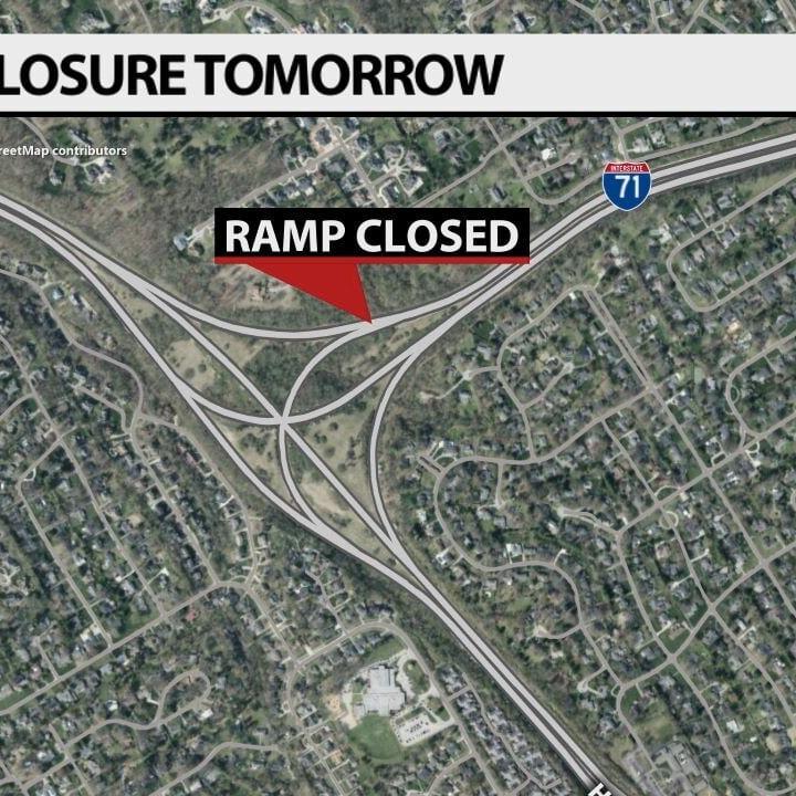 I-71 South ramp to I-264 West closed Tuesday morning for guardrail repairs